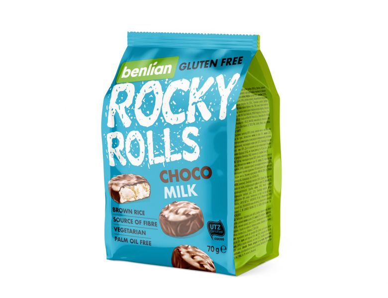 ROCKY ROLLS mliečna čokoláda - Ryžové mini chlebíky sladké